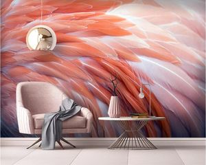 Beibehang Custom tapete HD Nordic flamingo feder wohnzimmer schlafzimmer TV hintergrund wand hause dekoration wandbilder 3d tapete