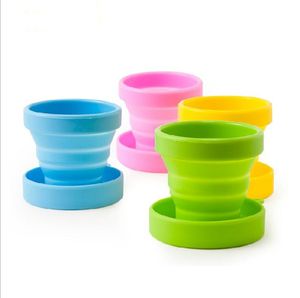 New Portable Silicone Retractable Folding Cup with Lid Outdoor Telescopic Collapsible Drinking Cups Travel Camping water cup
