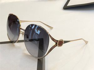 Luxury- women sunglasses classic plate frame metal mirror legs fashion designer popular eyewear protection glasses top quality 0225