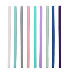 230MM Bent Straight Drinking Straws Food Grade Fold Silicone Straw Wide 8mm Colorful Straw Flexible Straw With Cleaner Brush Bag