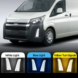 2PCS dla Toyota New Hiace 2019 2020 LED samochodu LED DRL DRL Daytime Light Lampa Mgły Dekoracja z płynnym sygnałem skrętu