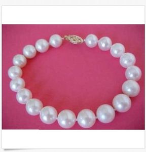 Hot 10-11mm Japanese Akoya White Pearl Armband 14K Solid Gold märkt 7,5-8 