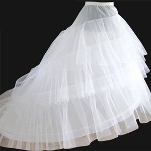 2019 Fashion High Quality Romantic White Hoop 3 Layers Skirt Crinoline Petticoat Underskirt Slips Wedding Gown Train