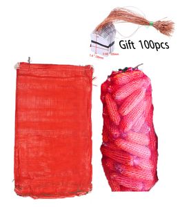 Toptan 100pcs Paketi Kırmızı Mesh Depolama üretin Çanta, sarımsak, Potatos, Elmalar, Sebzeler vs için Aile Net Stuff çuval