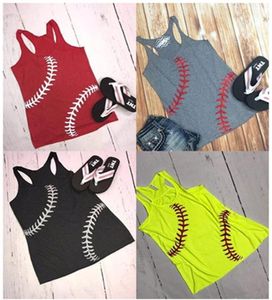 نساء دبابة البيسبول الصيفية البيسبول المطبوعة الدبابات الرياضية بلا أكمام القمصان سترة Softball Beach Camis Top Girl Sets GGA1704