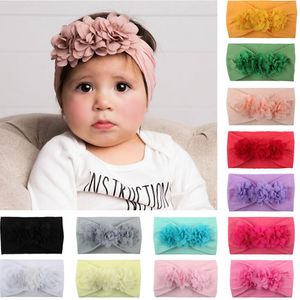 Koronkowy Kwiat Bow Hair Band Kids Toddler Solid Headwear Baby Grils Photo Props Tool