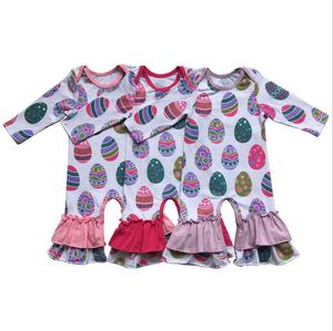 Yeni Varış Paskalya Kız Sürüler Set Yeni doğan bebek örgü pamuklu fırfırlı bebek tulumları butik çocuk giyim