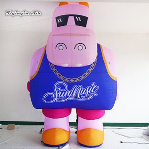 Customized Large Pink Inflatable Hippo Balloon 3m Cartoon Animal Mascot Model With LED Light For Concert Stage Decoration