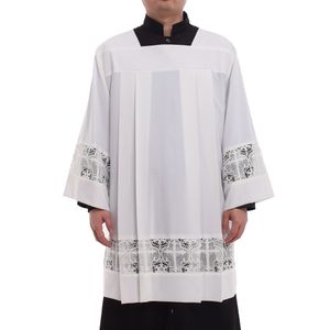 Costume da Sacerdote della Cotta della Chiesa Sacra Abito Bianco Paramento del Clero Messa in Pizzo Giunto Alb Croce Cristiana Casula Alta Qualità