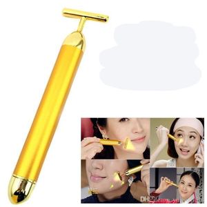 Hot Face 24k Gold Vibration Facial Beauty Roller Massager Stick Lift Skin Tighting Rughe Stick Bar Cura della pelle del viso