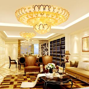 Modern Crystal Ceiling Lighting Fixture LED Light American Gold Lotus Flower Chandelier Lamps Round Ceiling Lights Home Indoor Lamp