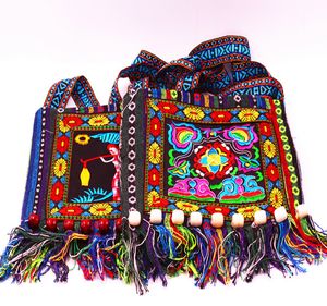 200 قطع الصينية hmong حقيبة المطرزة حقيبة يد العرقية حقائب الكتف القبلية الشرابة مهدب حقيبة الكتف