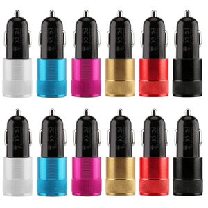 Metalllegeringstelefonladdare Dual Ports 2.1A USB Car Charger för iPhone 12 13 Samsung Android Phone GPS PC