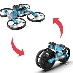 2 in One Electric Flying Motorbike Simulators RC Aircraft Remote Control Transformble Quadcopter& Motorcycle Kid Toy WIFI FPV Altitude Hold Drone Kids Boy Gift 3-1
