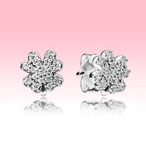 New arrival Sparkling clover Stud Earring Fashion Jewelry with Original box for Pandora 925 Silver Wedding Gift Earrings set