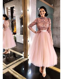 2019 New Arrival Cheap Ball Gown Cocktail Party Dresses Arabic Short Dresses Formal Dresses Evening Plus Size Long Sleeve Sequined