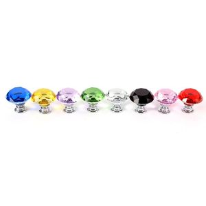 30mm Diamond Crystal Glass Door Knobs Drawer Cabinet Furniture Handle Knob Screw