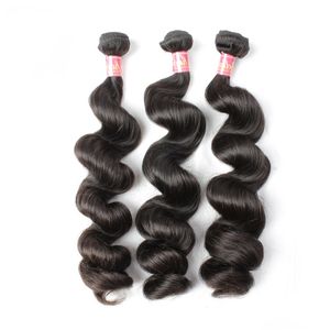 Mixed Length 8''~30'' European 3 Bundles Virgin Human Hair Weave Wavy Loose Wave Natural Black Color Extension