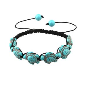 Partihandel Bohemian Turquoise Turtle Charm Armband Handvävda Flätat Rope Justerbar Bangle Luxury Designer Smycken Kvinnor Armband A0153