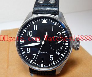 Luxus Top Qualität Big Pilot 7 Tage 5004 Gangreserve 46mm Automatik Herrenuhr Lederbänder Armband Schwarzes Zifferblatt Herrenuhren