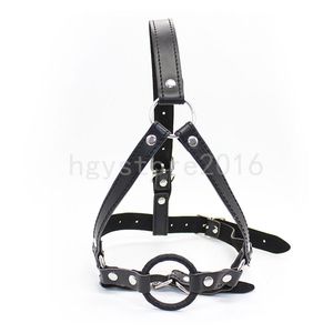 Bondage RolePlay Open Bouth Gag Gag Oral Fixação Ring Harness Máscara Face Máscara Craça de Correia A675