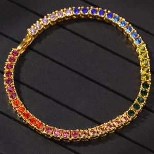 New Mody Personalized Gold Bling Colorful Diamond Tennis Tennis Bracelets Mens jóias de hiphop para homens Presentes de Natal para amantes
