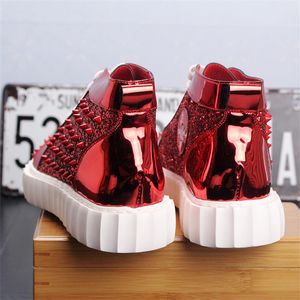Designer- czerwone kolce wysokiej góry trampki męskie obuwie koronki na zewnątrz buty dla mężczyzn 13 # 40d50