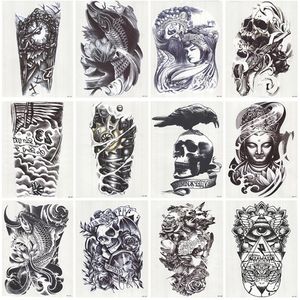 12 blätter Wasserdichte 3D Arm Hülse Make-Up Temporäre Tattoos Aufkleber Männer Frauen Flash Tatoos Körper Kunst Badeanzug Make-Up Werkzeuge D19011202