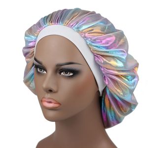 Frauen Mädchen Breite Stretch Satin Beanie Nacht Schlafen Caps Turban Hut Headwrap Motorhaube Haarpflege Zubehör