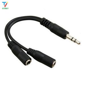100pcs/lot 3.5mm Stereo Audio Univesal Male to 2 Female Headset Mic Y Splitter Earphone Cable Adapter For Iphone Android Headphone Wholesale