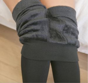 Kvinnor Vinter varmt tjockare veet klänningar Hög midja smala stretchbyxor solida färg damer leggings kvinnor underkläder