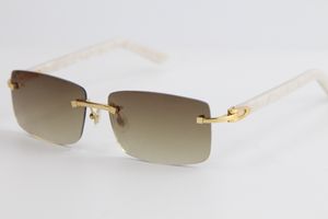 Wholesale Rimless Marble White Plank Sunglasses 8200757 High-end designer outdoors driving glasses Large Square Sunglasses Luxury