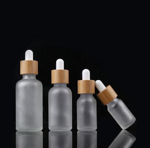 Bottiglia di olio da 10 ml 15 ml 20 ml 30 ml 50 ml 100 ml con tappo in bambù Flacone contagocce in vetro smerigliato essenza SN1203