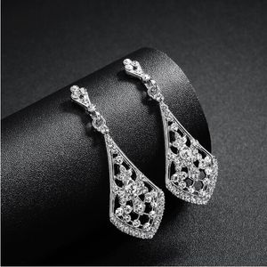 In Stock Fashion Drop Earring Exquisite Jewelry Pendientes Wedding Party Gifts Crystal Gold Silver Wedding Earrings Bridal Accessories