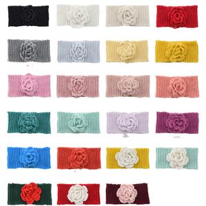 Camellia Lã bandas de cabeça do bebê com alça Meninas de malha Crochet Turban Cabelo Inverno Banda Warmer Beanie Headwrap Acessórios de cabelo AZYQ6873