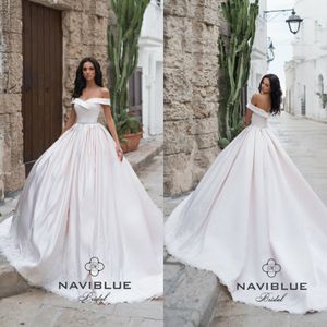 2020 Boho Wedding Dresses Off Shoulder Beaded Appliqued Sleeveless Satin Bridal Gown Backless Ruffle Sweep Train Custom Made Robes De Mariée