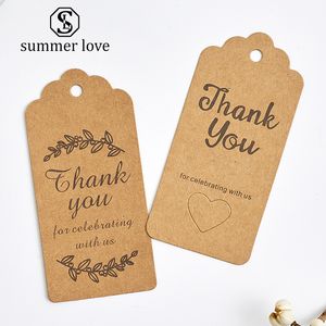 100 Thank You Kraft Paper Cards Pretty Design Printing Fower Necklace Earring Hairpin Brooch Handmade Jewelry Packaging