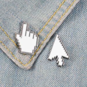 Cursors Enamel Pin Mouse Arrow Hand badge brooch Lapel pin Denim Shirt Collar White Simple Computer Jewelry Gift for Programmer