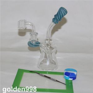 hookahs Mini dab rigs Thick Heady Bubbler Glass Bong Oil Rig color Beaker Water pipe Bongs silicone wax containers