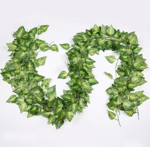 Patterned Vine Ivy Indoor /Outdoor Home Decor Wedding Flowers 12pcs/bag Green Leaves Money plant leaf