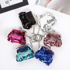 NOVO Mini Sequins Ferrolho da carteira da moeda das meninas da sereia Magia Sequin Clutch Handy Purse chave Saco da moeda chaves de cartão fone de ouvido Sacos