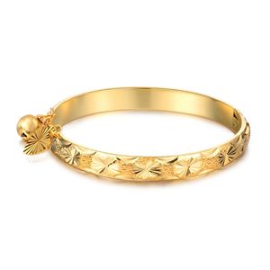 Lovely High Quality Yellow Gold Plated Bells Baby Bracelet Bangles for Babies Kids Children Nice Gift