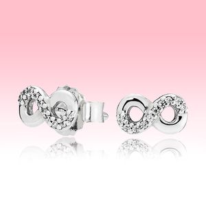 authentic 925 Silver Women Cute small Simple Earring Summer Jewelry for Pandora Sparkling Infinity Stud Earrings with Original box