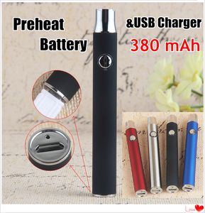 Pré-aquecimento Carregamento inferior USB Passthrough 510 Thread Vape Battery Tensão variável 380 mAh Slim Vaporizer Pen para Cartuchos de Cerâmica de Vidro