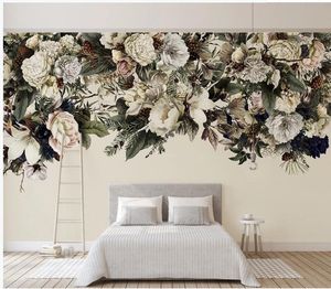 Modern minimalist Retro çiçekler amerikan çiçek arka plan duvar 3d duvar kağıtları