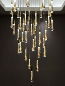 Gold Water drop Crystal Creative Pendant Light European-style Luxury LED Lamps Moderm Glass Indoor Lighting Restaurant