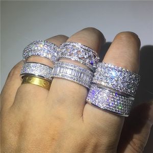 6 Stili Anello Diamonioque di lusso Argento 925 Diamante Cz Fedi nuziali di fidanzamento per donna Uomo Gioielli regalo