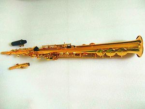 Brand new Soprano Saxophone SAX Bb Brass Lacquered Gold Body and Keys with Case Strap Mouthpiece Woodwind Instument