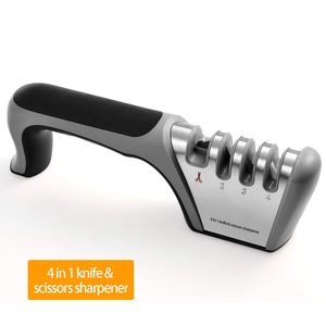 Kitchen knife sharpener 4-in-1 sharpening tool manual repair and polishing blade scissors fast safe easy use sharpening knife kitchen tools