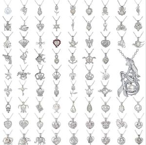 53 Stilleri Inci Kafes Kolye Açılış Kafesleri Locket Charm ve 925 Ayar Gümüş Pürüzsüz Yılan Zincirleri Moda DIY Takı Montajları GB1640